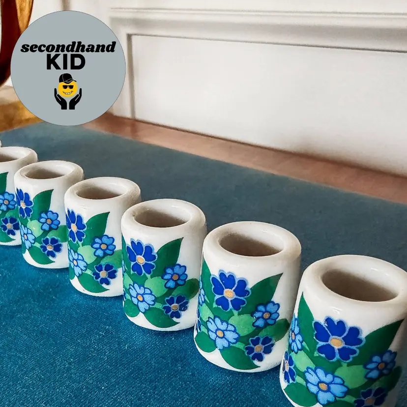 SK - Vintage Petite Porcelain Candle Holders: Bavarian Blue Flowers, Made in Germany