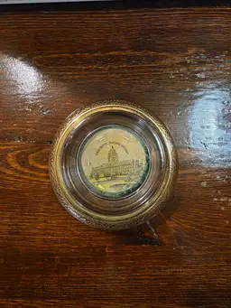 Vintage Glass Souvenir Salt Lake Capitol Building Trinket Dish