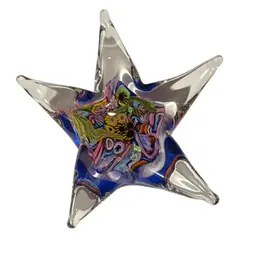 Doug Sweet (Karuna Art Glass) Signed RARE Dichroic Starfish Art Glass Paperweight “Anenomes Of The Fantasy Sea” - 4.5”