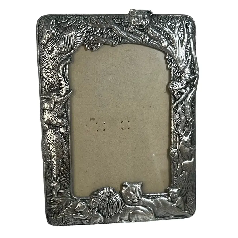 Arthur Court Silver Metal Jungle Lion Picture Frame
