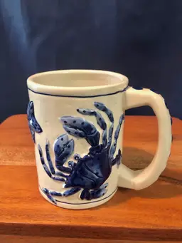 Blue Sky Diane Ceramic Mug CRAB and STARFISH 2012