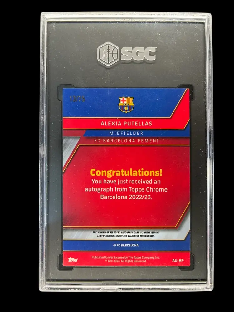 Alexia Putellas 2022/23 Topps Chrome Barcelona Blue Autograph /75 SGC 10/10 Barcelona Soccer Card