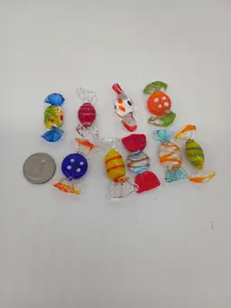 Vintage 9 Pc Lot of Murano "Mini" Miniature Art Glass Candies Sweets