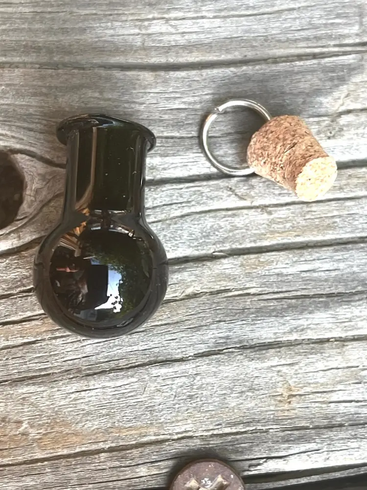Black Glass Potion Bottle Jar Pendant Small 1 1/4 inch