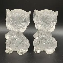 Vtg Clear Acrylic Kitschy Mice Salt And Pepper Shakers