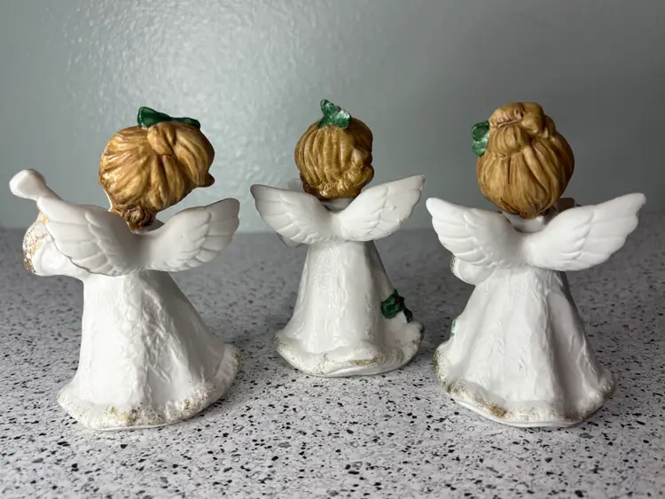 Vintage HOMCO Set of 3 Christmas Angels: Holly Berry Musicians Trio (#5252)
