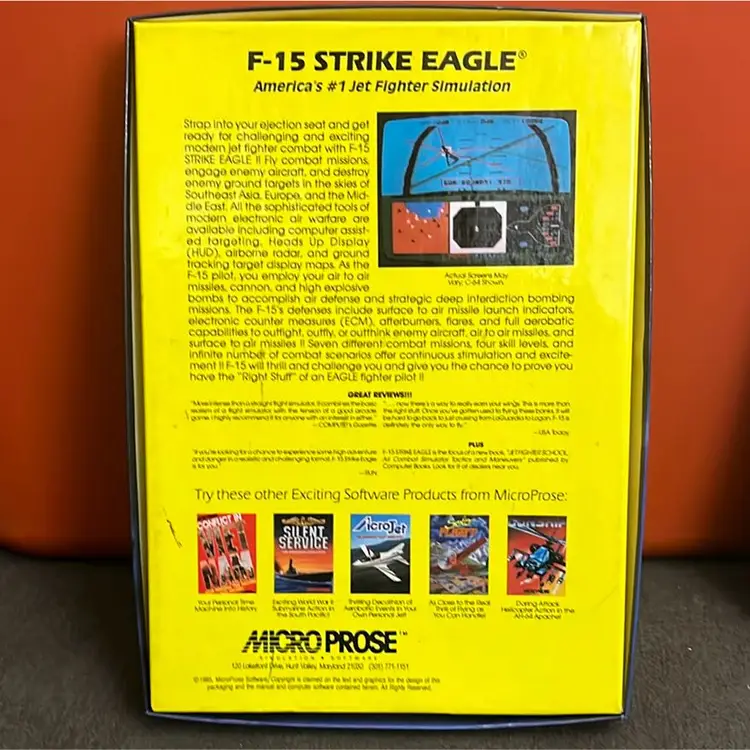 F-15 Strike Eagle Disk Flight Simulation Software 1984 IBM PC XT TANDY complete