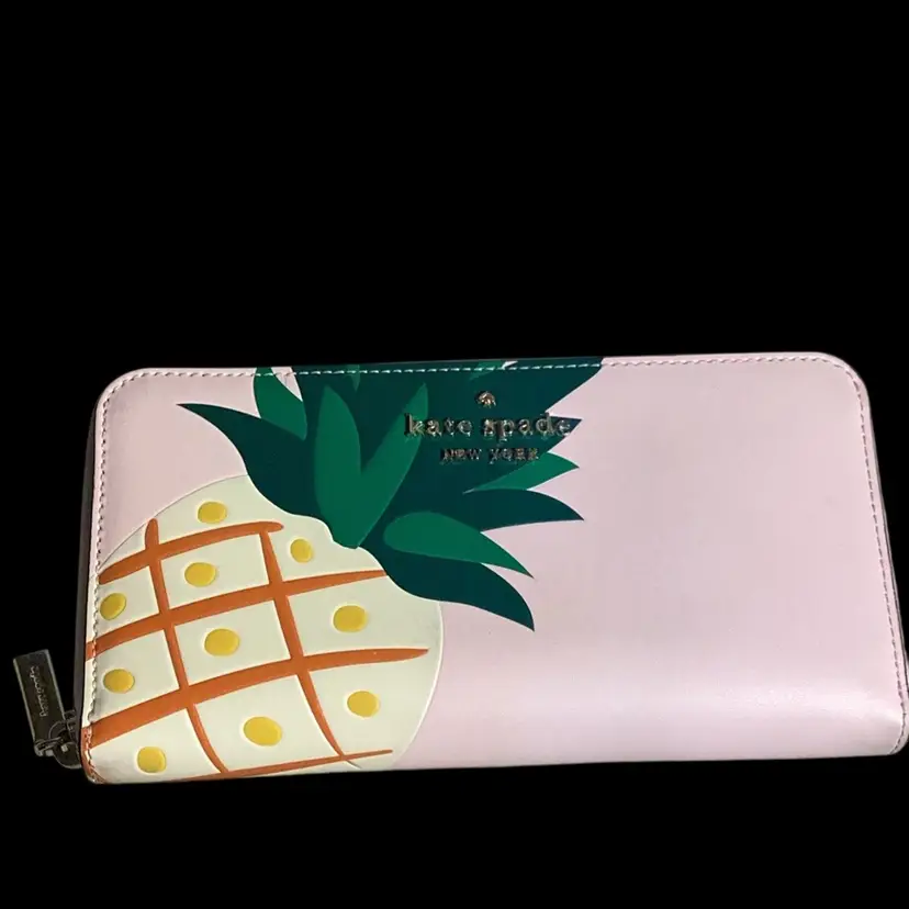 Kate Spade New York Zip Around Continental Wallet Pineapple Design 8x4” *read Description *