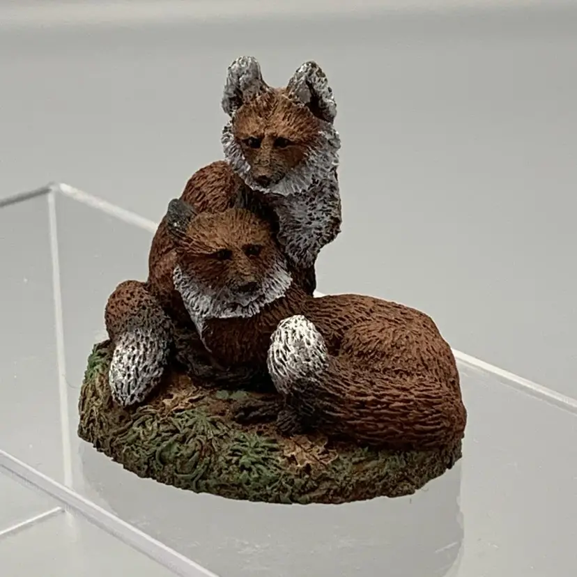 Vintage The Bronze Menagerie 1977 Pair of Red Foxes Figurine by Norman Deaton