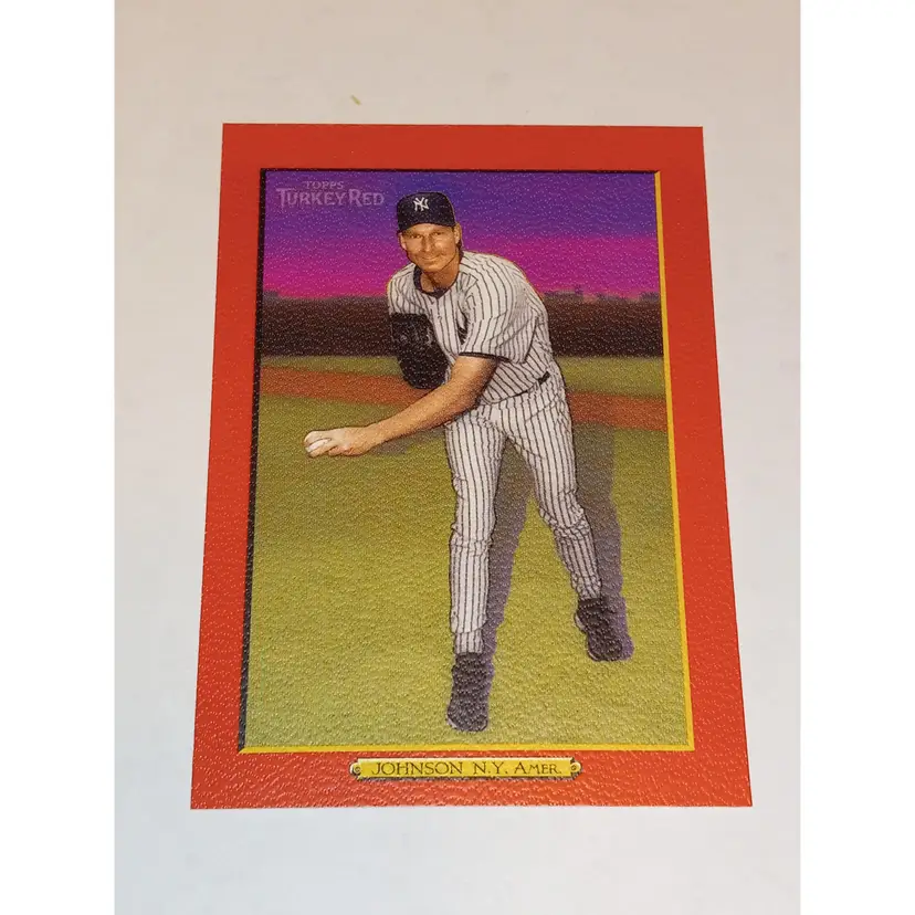 Randy Johnson 2005 Topps Turkey Red #125 Red Variation "Purple Sky-Ad Back " SP Yankees