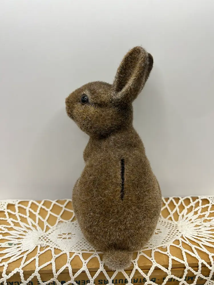 Ceramic Flocked Bunny Bank W/ Stopper