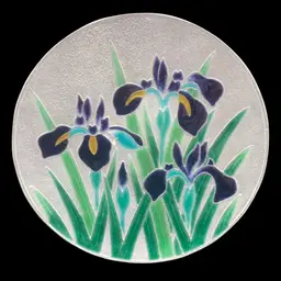 Ando Cloisonne Company, Ginsai (Silvered) Cloisonne Plate, Iris Laevigata