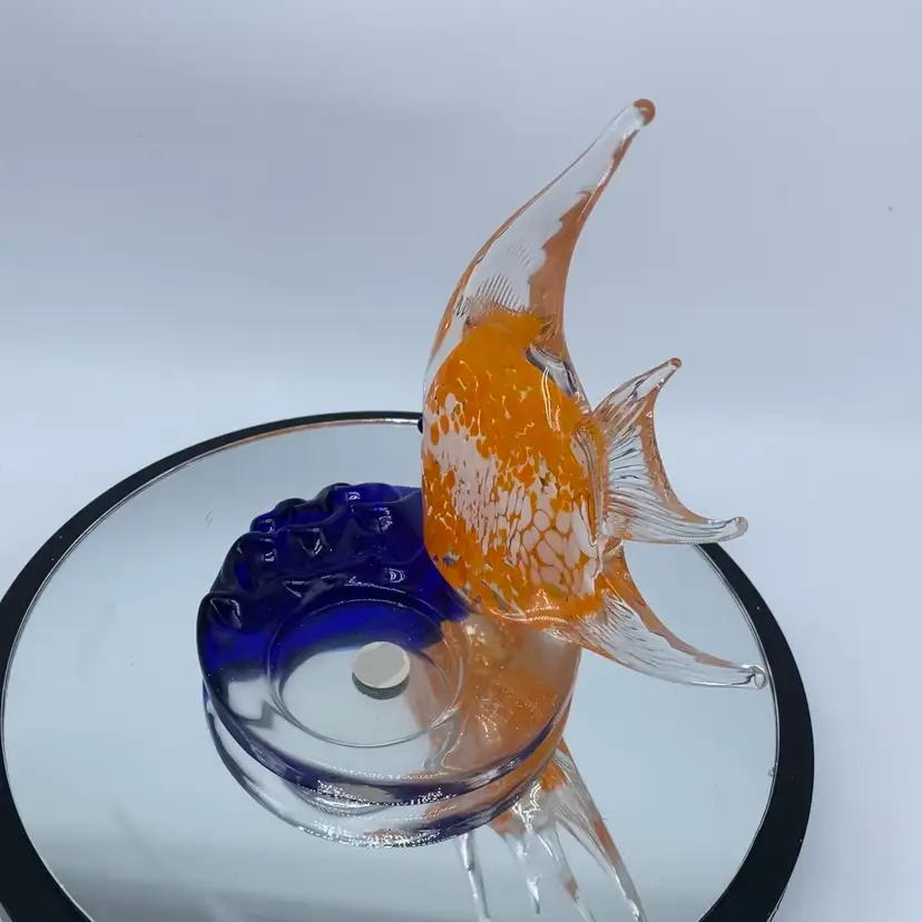 #1205 - Taiwan Multicolour Art Glass Fish Tea light Stand Party lite