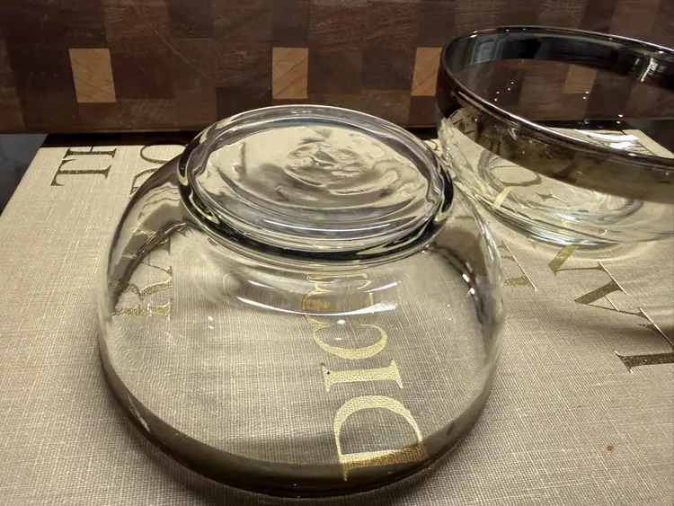 Set of 2 Vintage Dorothy Thorpe Silver Rim Glass Finger Bowls