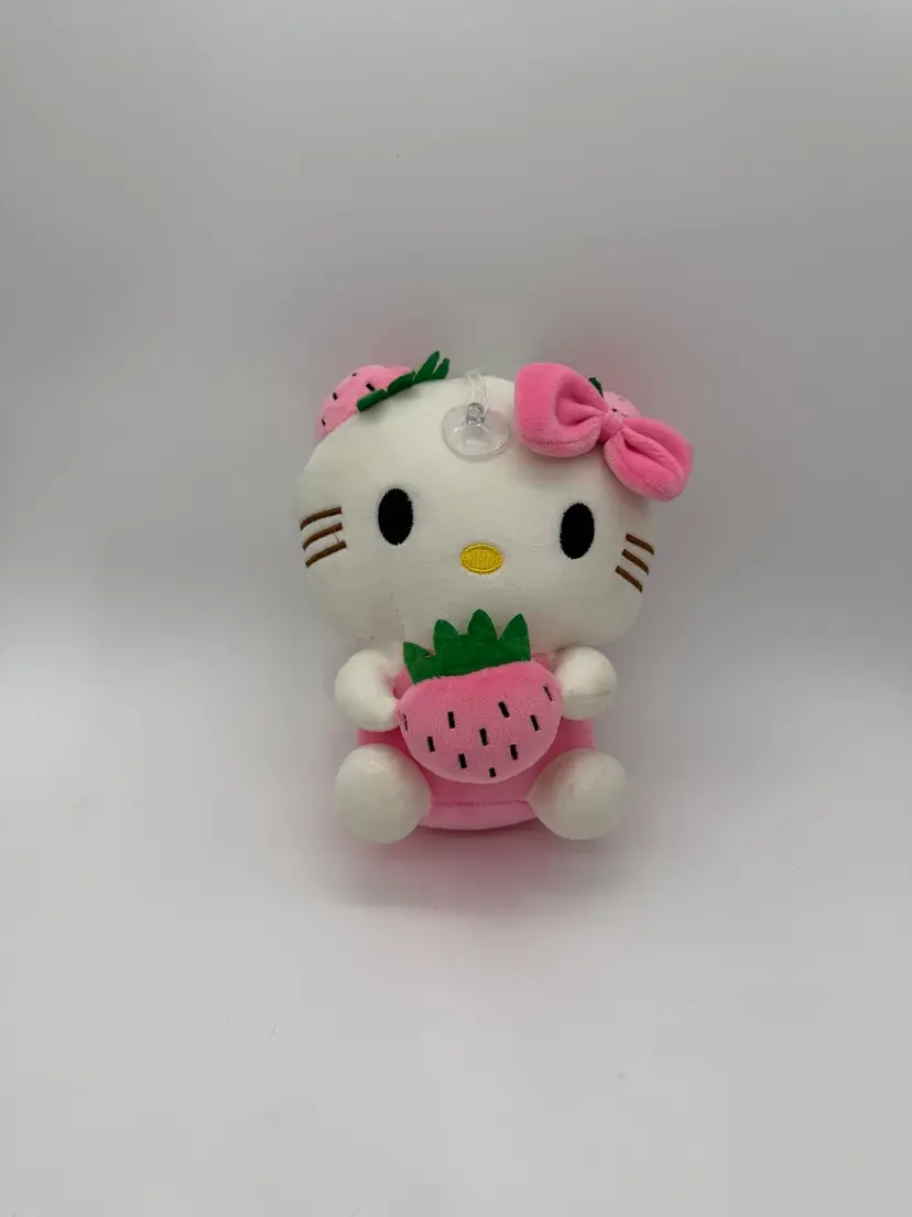 Hello Kitty 8” Plush Pink Strawberry Car Window Decor With Hanging Suction Cup