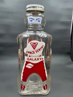 Vintage Galaxy "Space Sentry" Spaceman Glass Syrup Bottle / coin bank