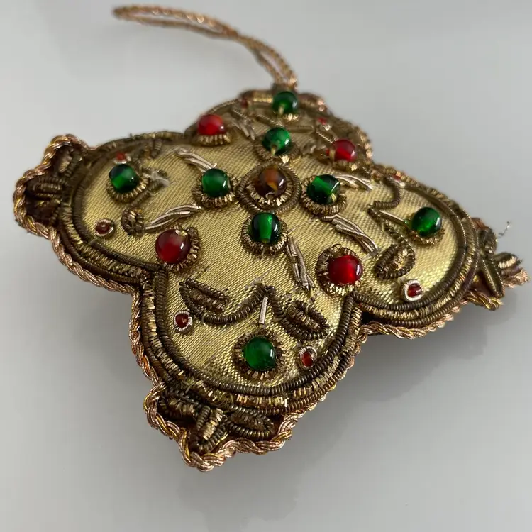 Royal Collection Trust ? Embroidered Cross Christmas Ornament Glass Beads 3.5"