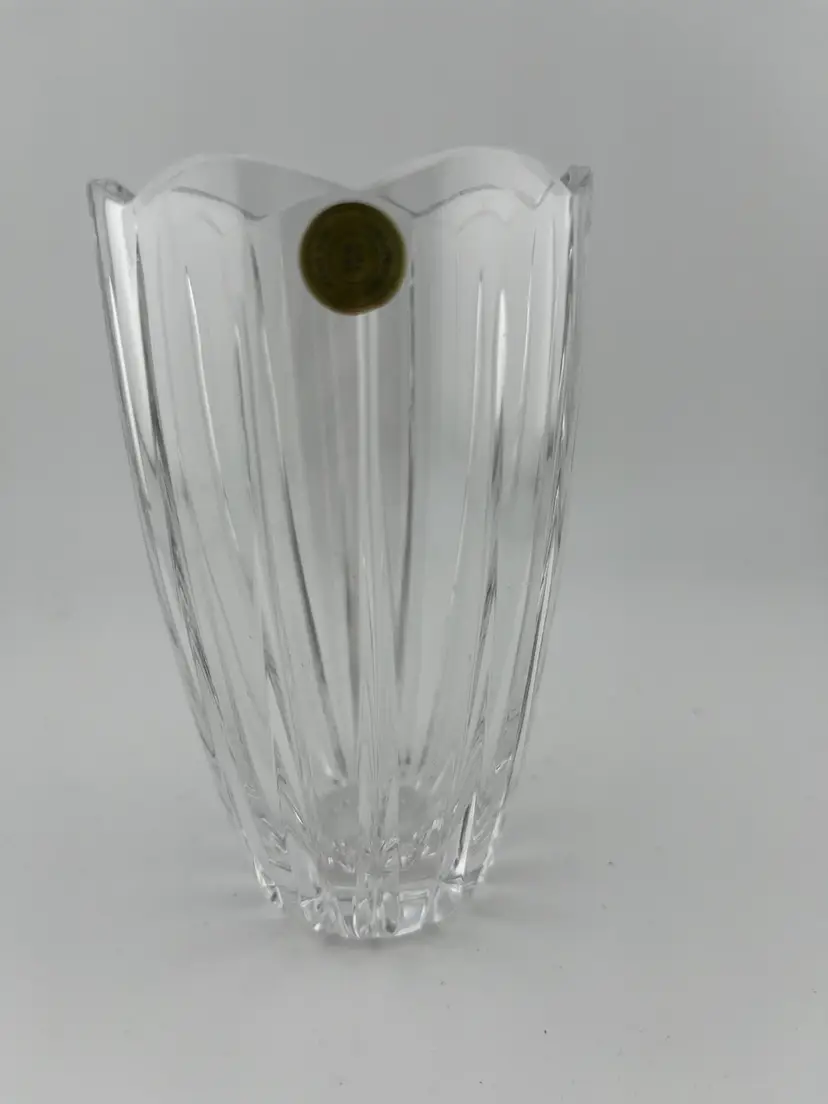 Hand Cut Crystal made in Czech Republic-Clear Vase.