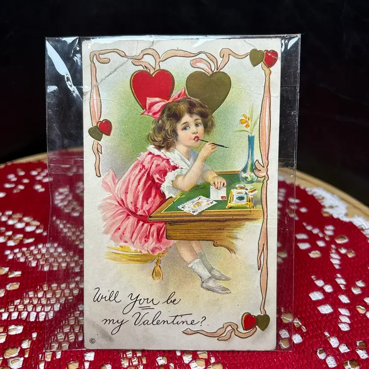 Antique Valentine’s Post Card-“Will You Be My Valentine?”