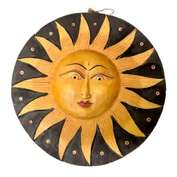 Wooden Reversible Celestial Moon & Sun Wooden Wall Hanging 12”