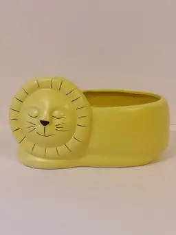 Yellow Ceramic Sleeping Lion Planter