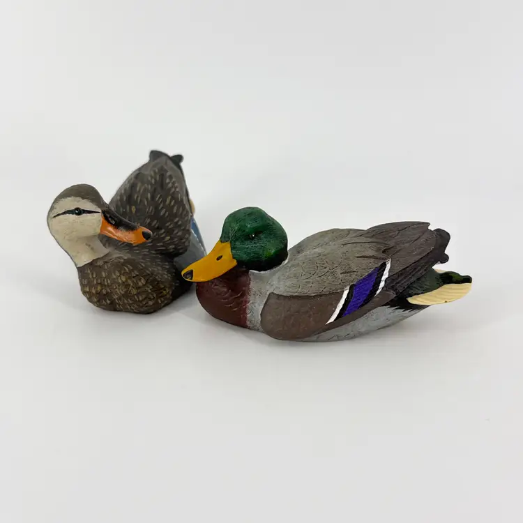 Pair Roger Desjardins Nature's Window Mallard & Hen Duck Miniature Decoys Figurines