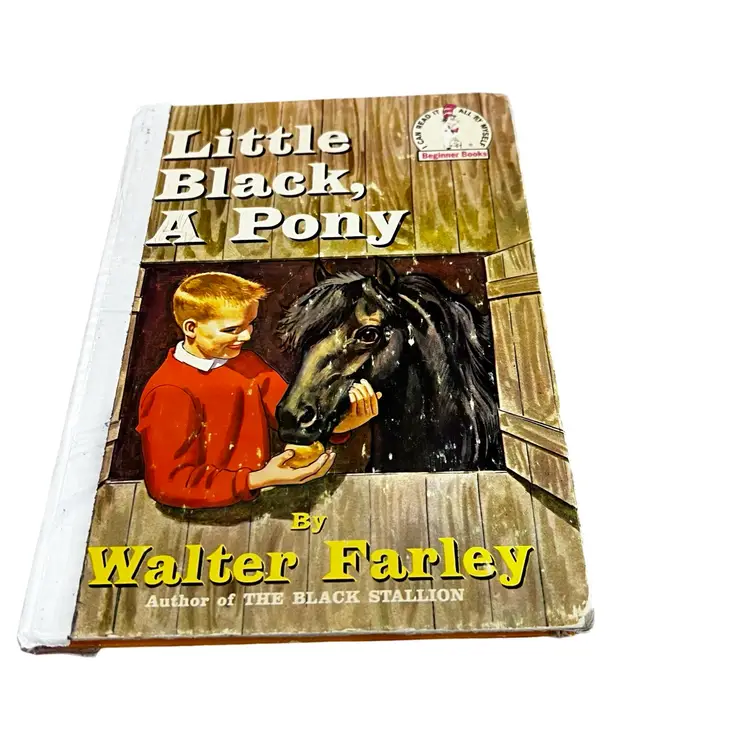 Vintage little black, a pony cat in the hat, kids book 1961 Horses Child