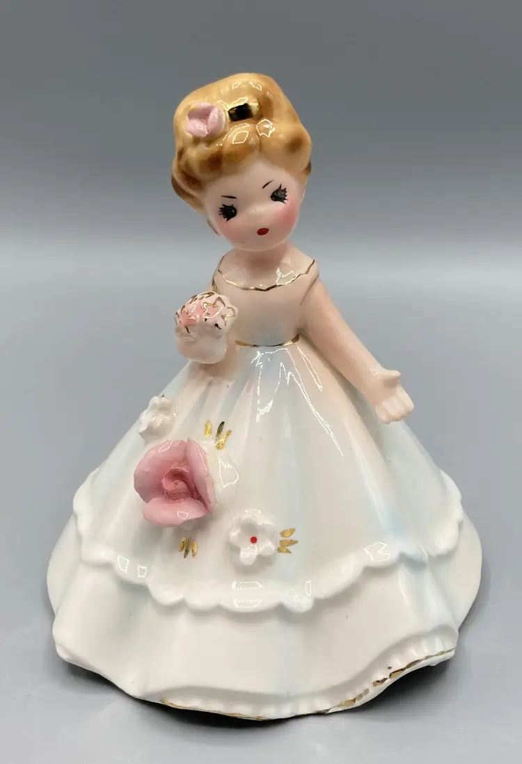 Josef Originals Chapel Belle White Gown with Pink Flowers - Bell - Vintage