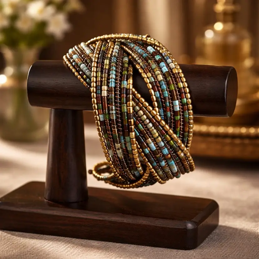 Cleopatra Style Beaded Cuff Bracelet