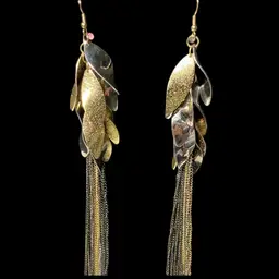 Shoulder Duster Earrings Necklace And Bracelet Set Black Gunmetal Gold Tone