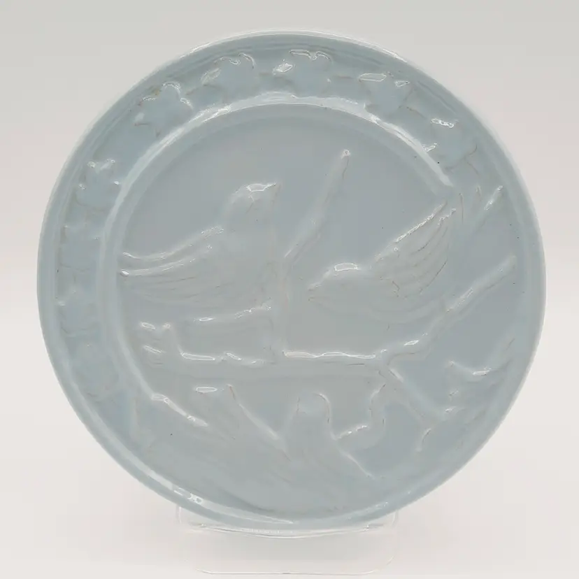 Frankoma Pottery Blue Birds on Branch Round Trivet