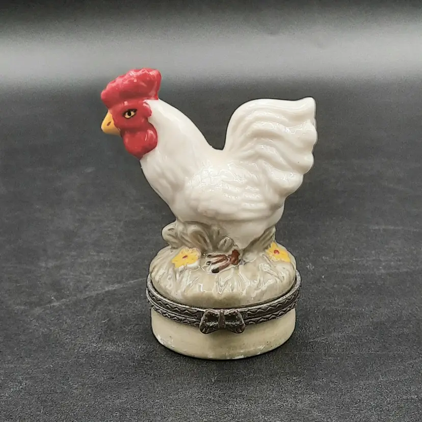 Rooster Hinged Trinket Box