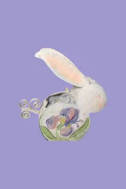 Vtg  Home Interiors Metal Bunny Rabbit Tealight Candle Holder Butterfly Cut Outs