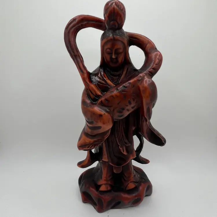 Vintage Lucky Fortune God
Musician 3.5" Red Resin
Cinnabar Figurine Japan