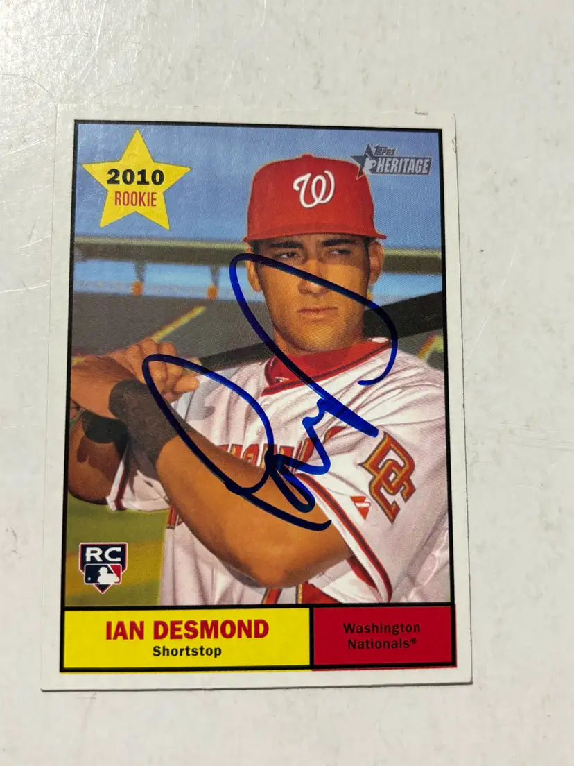 2010 Topps Heritage # 129 Ian Desmond Nationals Signed RC