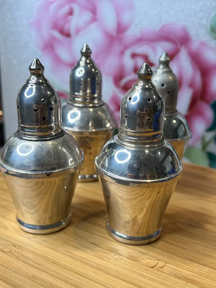 Ginger Jar Shaped Sterling Silver Salt And Pepper Shakers. 2- Sets.