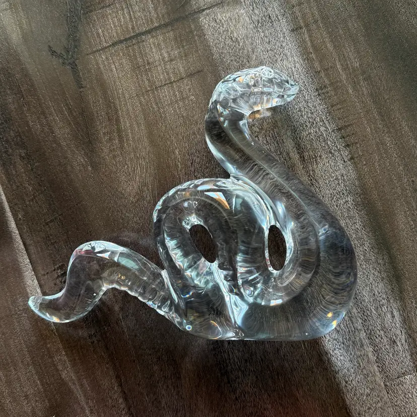 Baccarat Crystal Snake Figurine 7x5in Serpent Signed