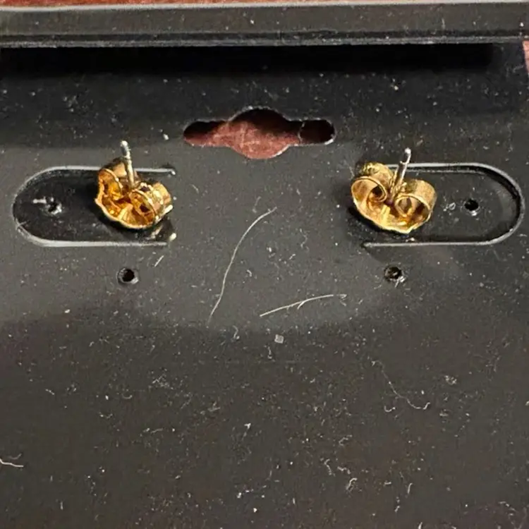 Avon Gold Toned And Red Enameled Christmas Ornament Studded Earrings