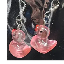Pink Duck Earrings Made By Me