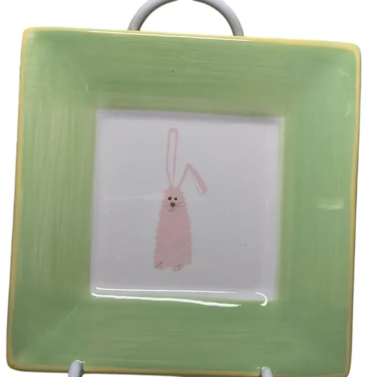“Tag” Ceramic Bunny Appetizer Plates (4)