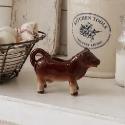 Vintage Ceramic Brown Farm Cow Japan Creamer Pitcher