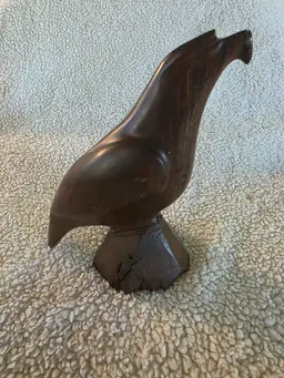 Handcrafted MCM Wooden Eagle Figurine Sculpture