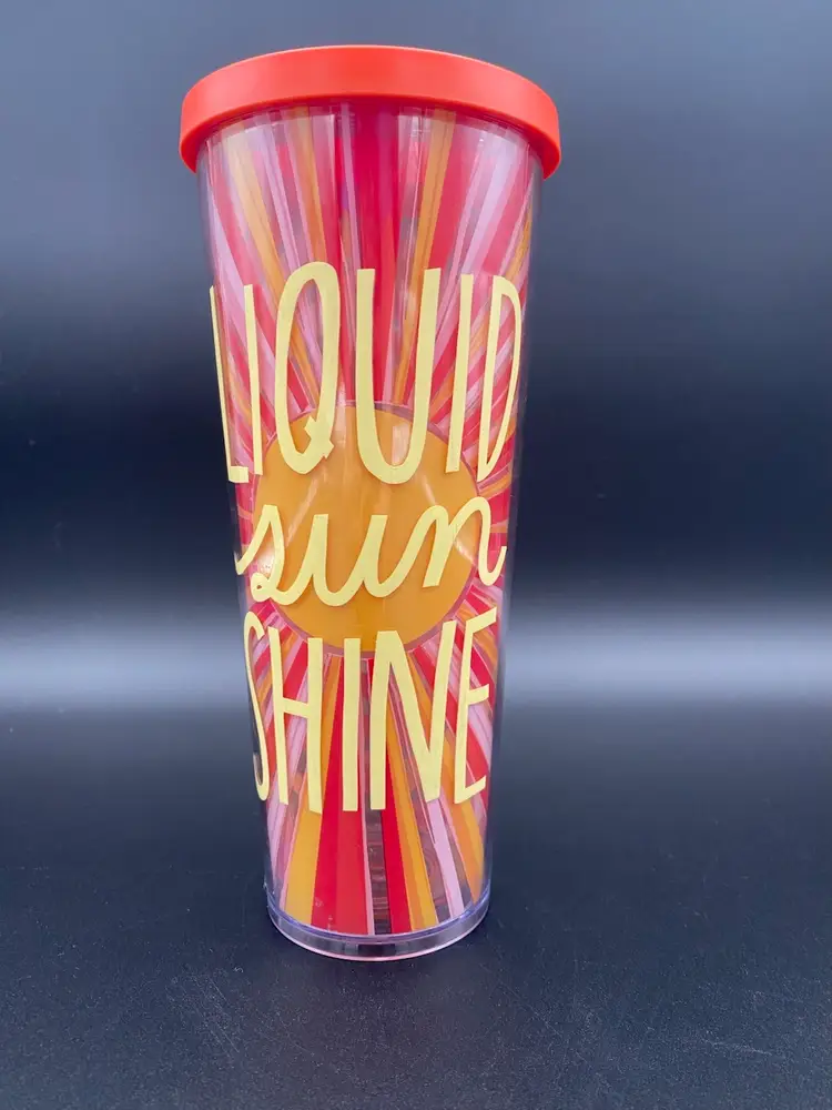 Starbucks Plastic Liquid Sunshine Pattern 24 oz Cold Cup Tumbler w/ Lid