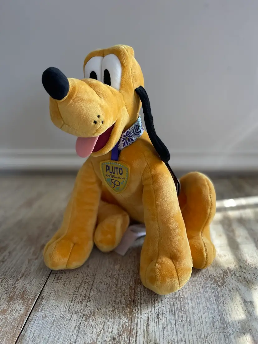 Disney Parks WDW 50th Anniversary Pluto Plush NWT Stuffed Collectible Limited Ed