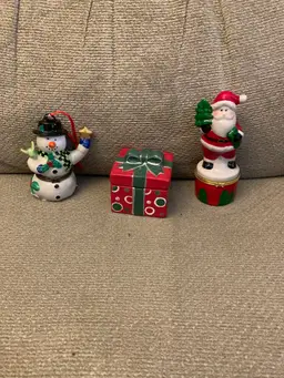 Christmas Trinket Box Selection 3 1/4 X 3, 2 1/4, 2 X 4 7/8 Inches