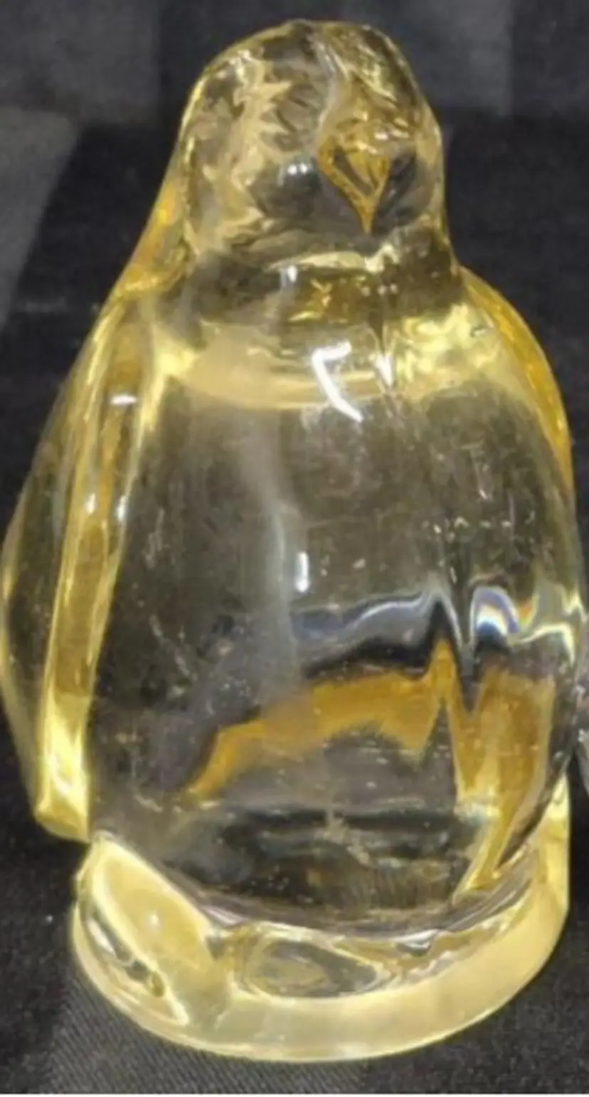 Art Glass Paper Weight Penguin Yellow Glass 3.5" Tall