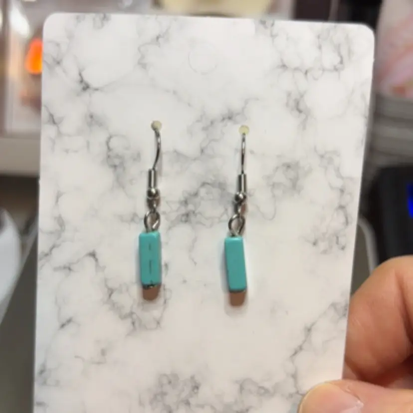 Silver Fish Hook Turquoise Dangle Earring