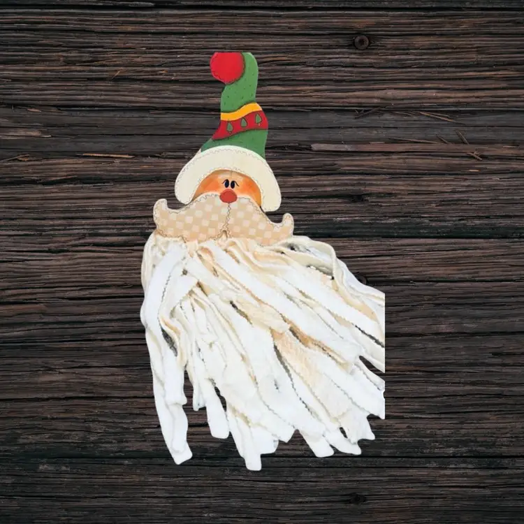 Vintage Happy Santa Christmas Wood Long Bearded Wall Hanging Hand Painted Holiday Decor Whimsical