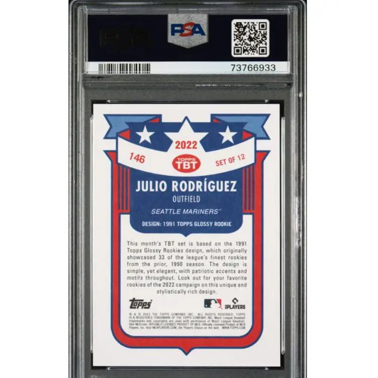 2022 Topps Throwback Thursday #146 Julio Rodriguez Image Variation PSA 10 Seattle Mariners