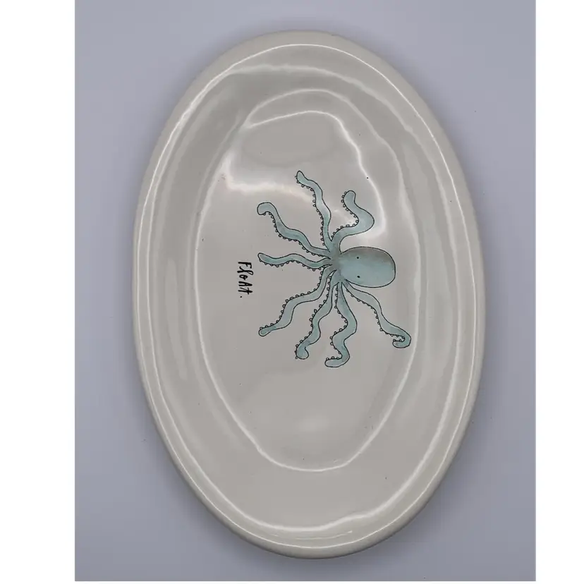 Rae Dunn Octopus “Float” Oval Plate Nautical Ceramic